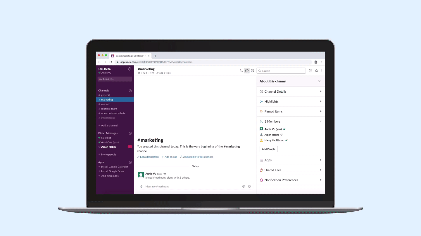 slack integration animation